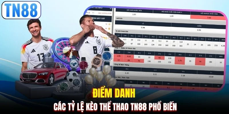 Điểm danh các tỷ lệ kèo thể thao TN88 phổ biến
